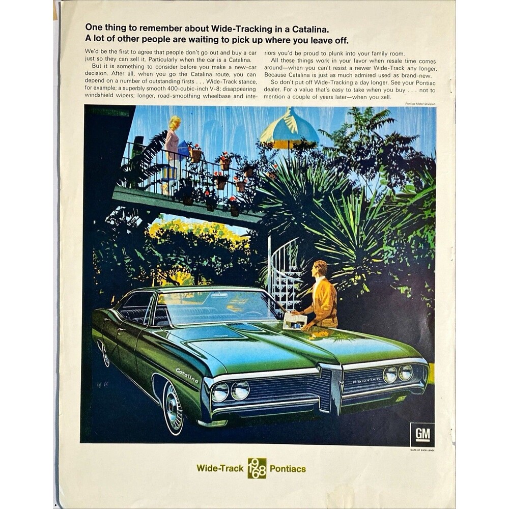 Pontiac Wide-Track Catalina "Don't Put off Wide-Trac another Day" Print Ad 1968